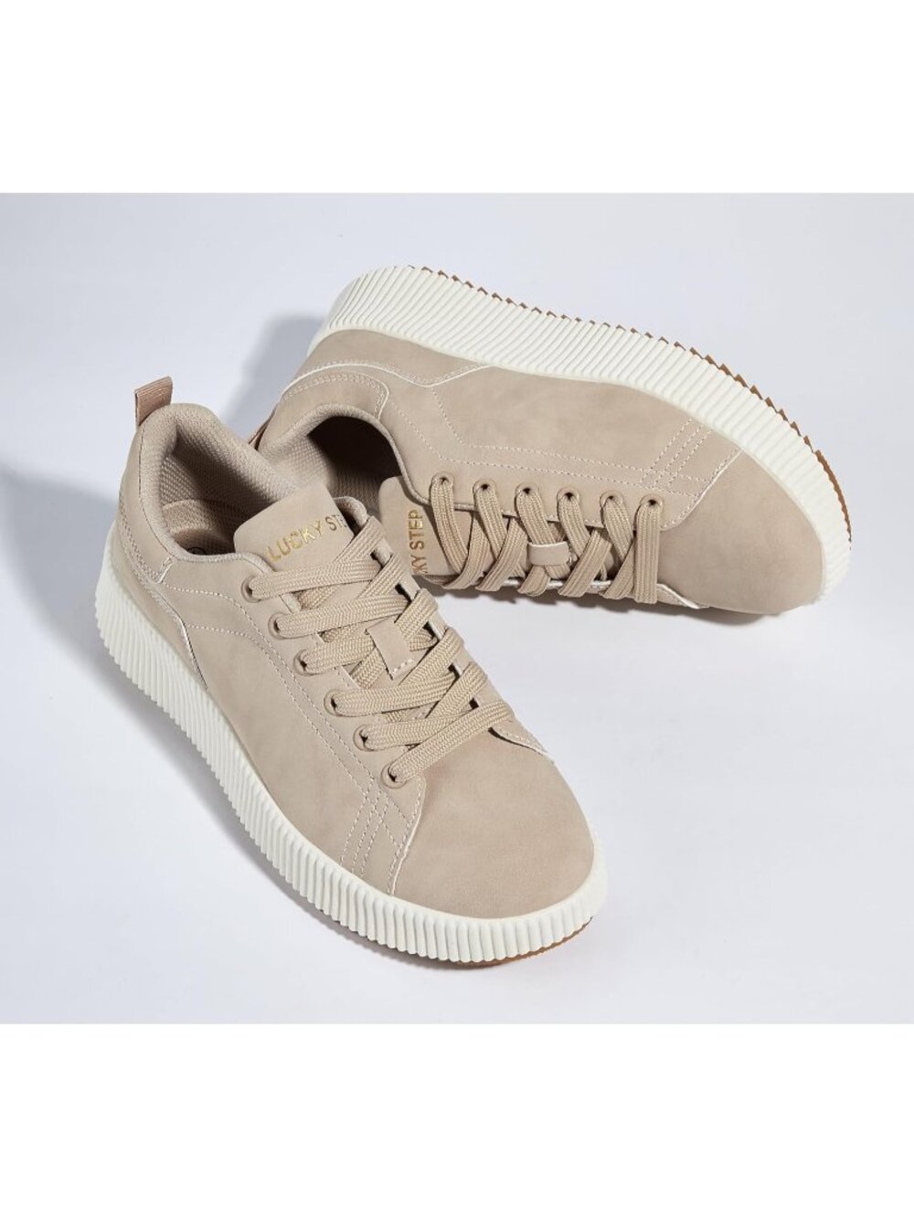Women's Apricot Fashion Braided Crochet Lace Up Casual Retro Walking Sneakers - Picture 5 of 7